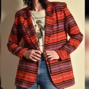 Morning Glory Vintage Wool Blanket Western Jacket or Blazer